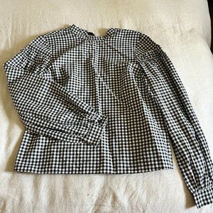 Topshop Petite | Woman's Black and White Checkered Blouse Size 4